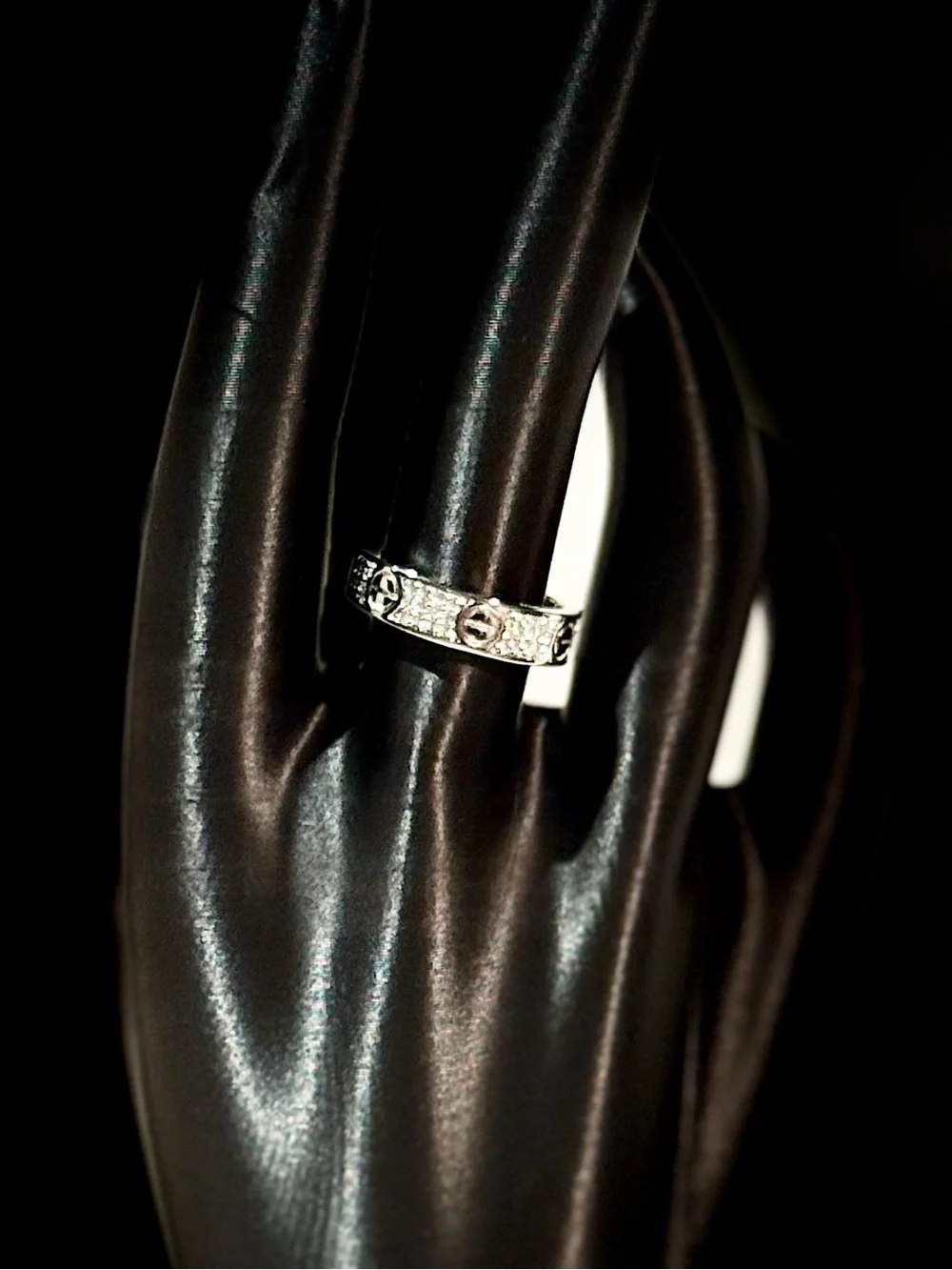 Silver CZ Motif Bangle and Ring Set - Women's Jewelry